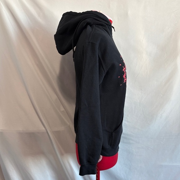 Black Graphic Hoodie with Red Accents - Picture 2 of 6